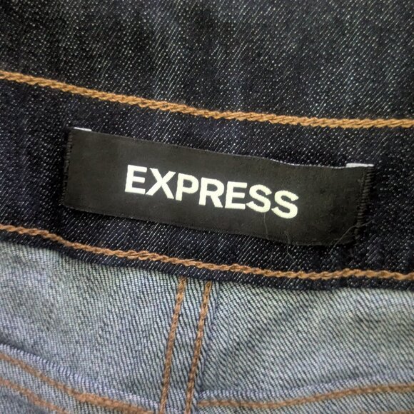 Express Dark Wash Denim Wide Leg Super High Rise Stretch Jean Size 6 Long - Picture 9 of 15